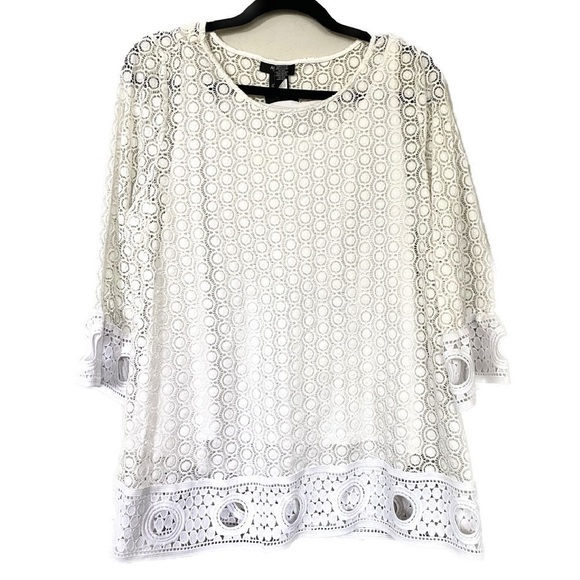 Alfani 2 piece White Lace Top with Restro Design Size 1X - Picture 1 of 10